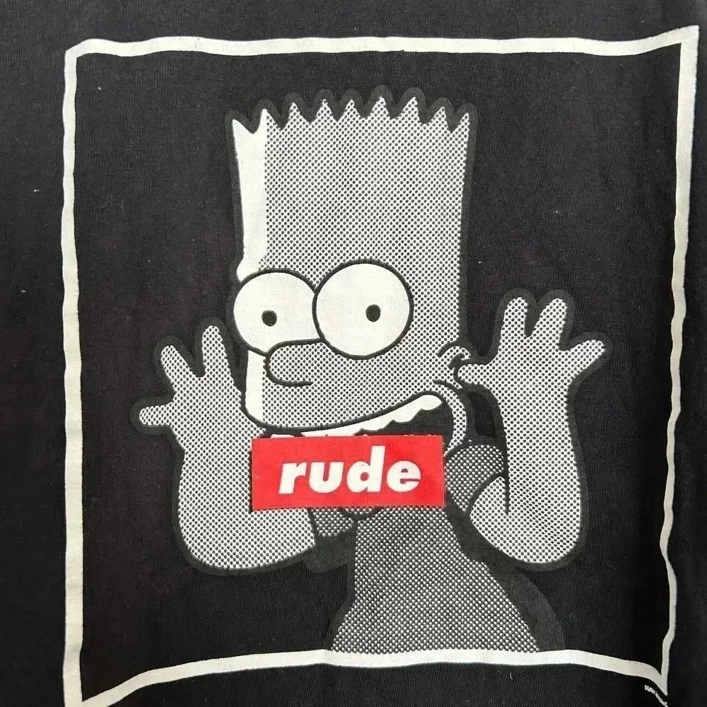The Simpsons Bart Simpson Rude Graphic T-Shirt Kids Streetwear Cartoon Size 14